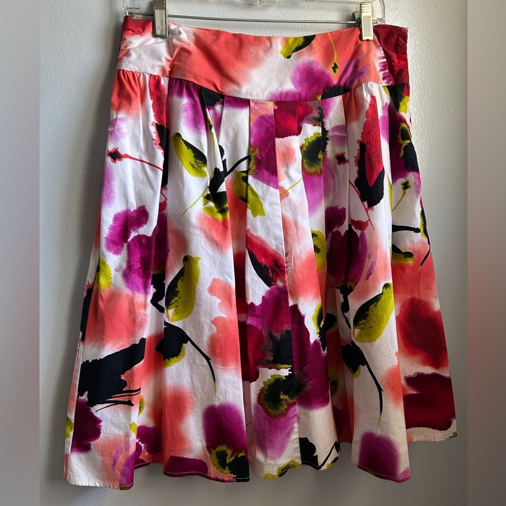 Worthington 8, pretty floral skirt, lined - fuchsia, coral, lime, green, white